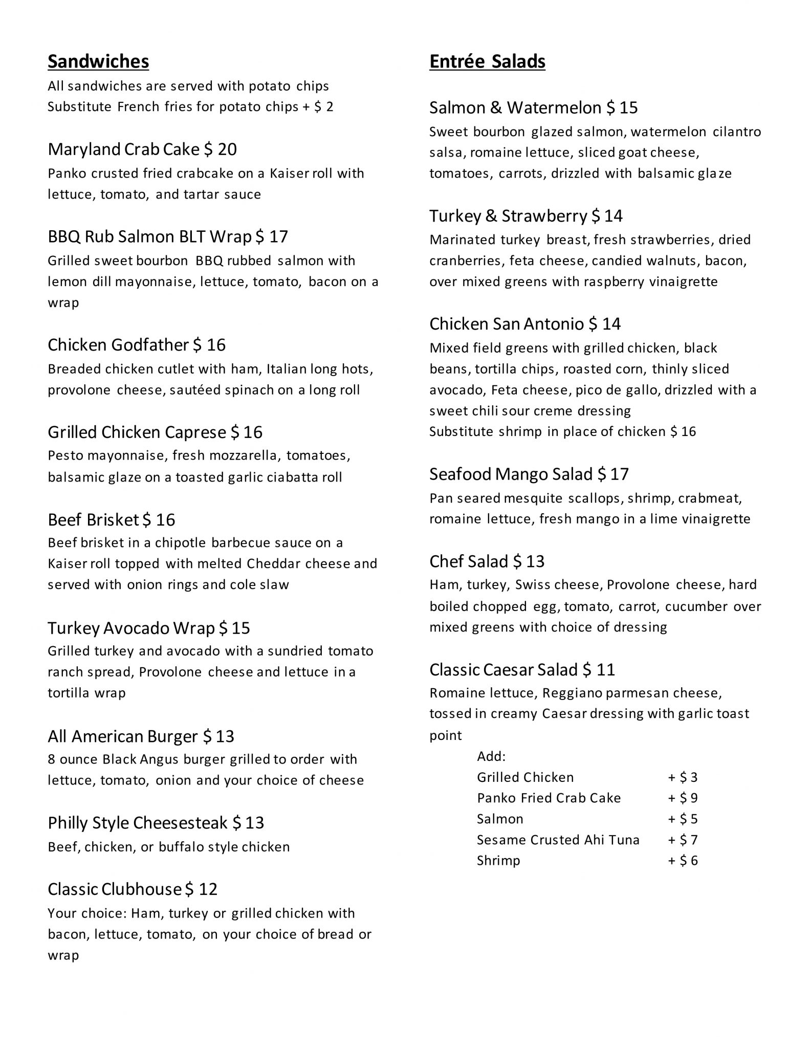 Indian Spring Restaurant Menu - Marco's Restaurant & Events